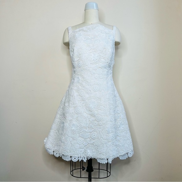Carolina Herrera Square Neck Mini Dress in White - Picture 4 of 16